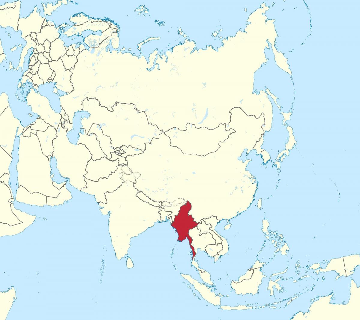svetovni zemljevid Mjanmar Burmi