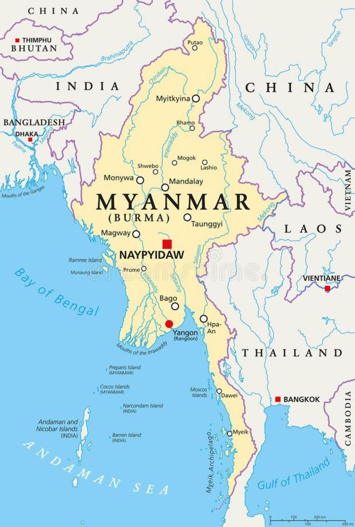 naypyidaw Mjanmar zemljevid