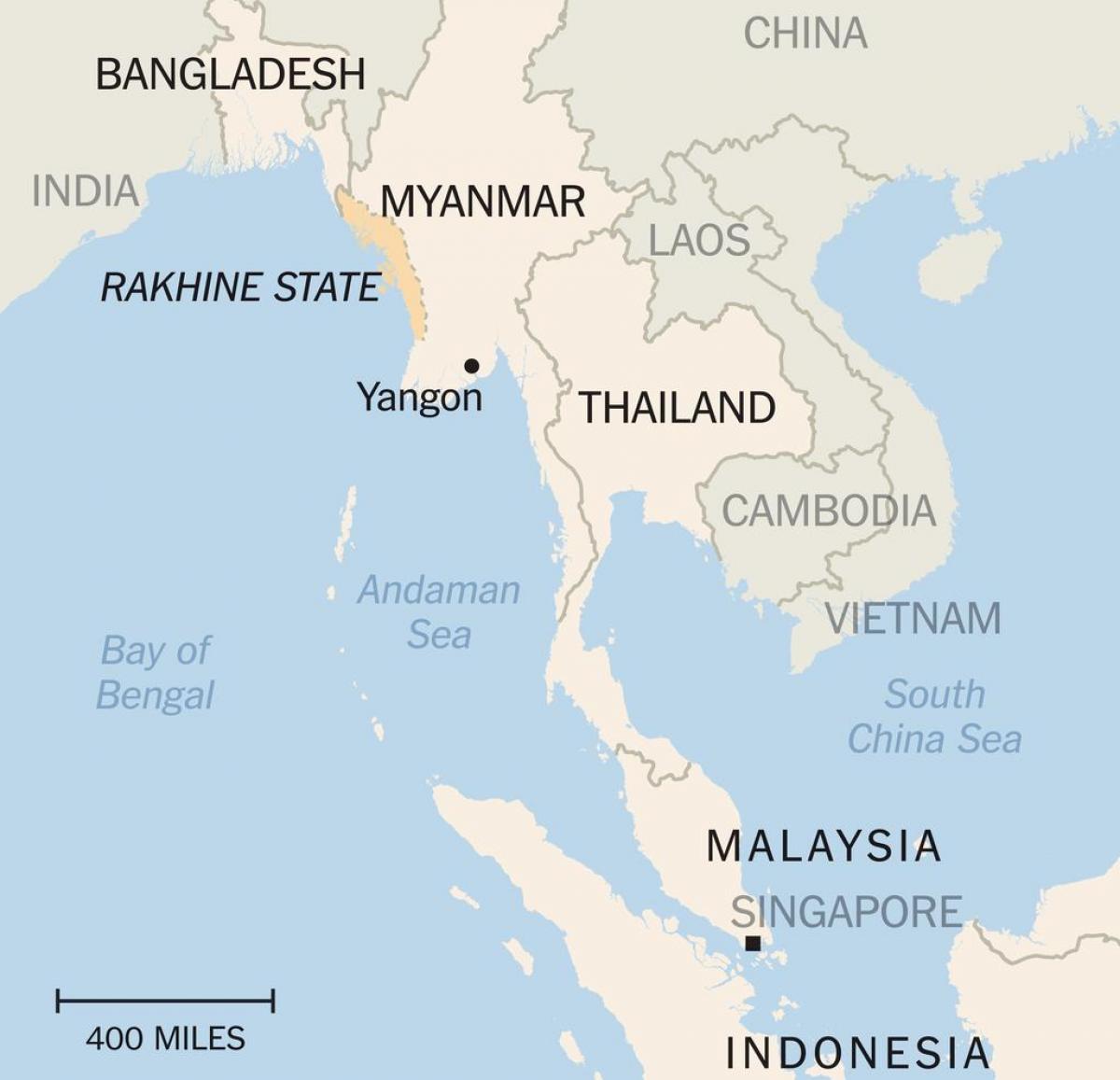 rakhine članica Mjanmar zemljevid