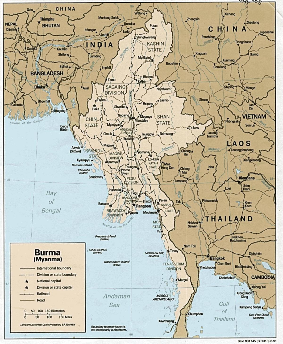 yangon Burmi zemljevid