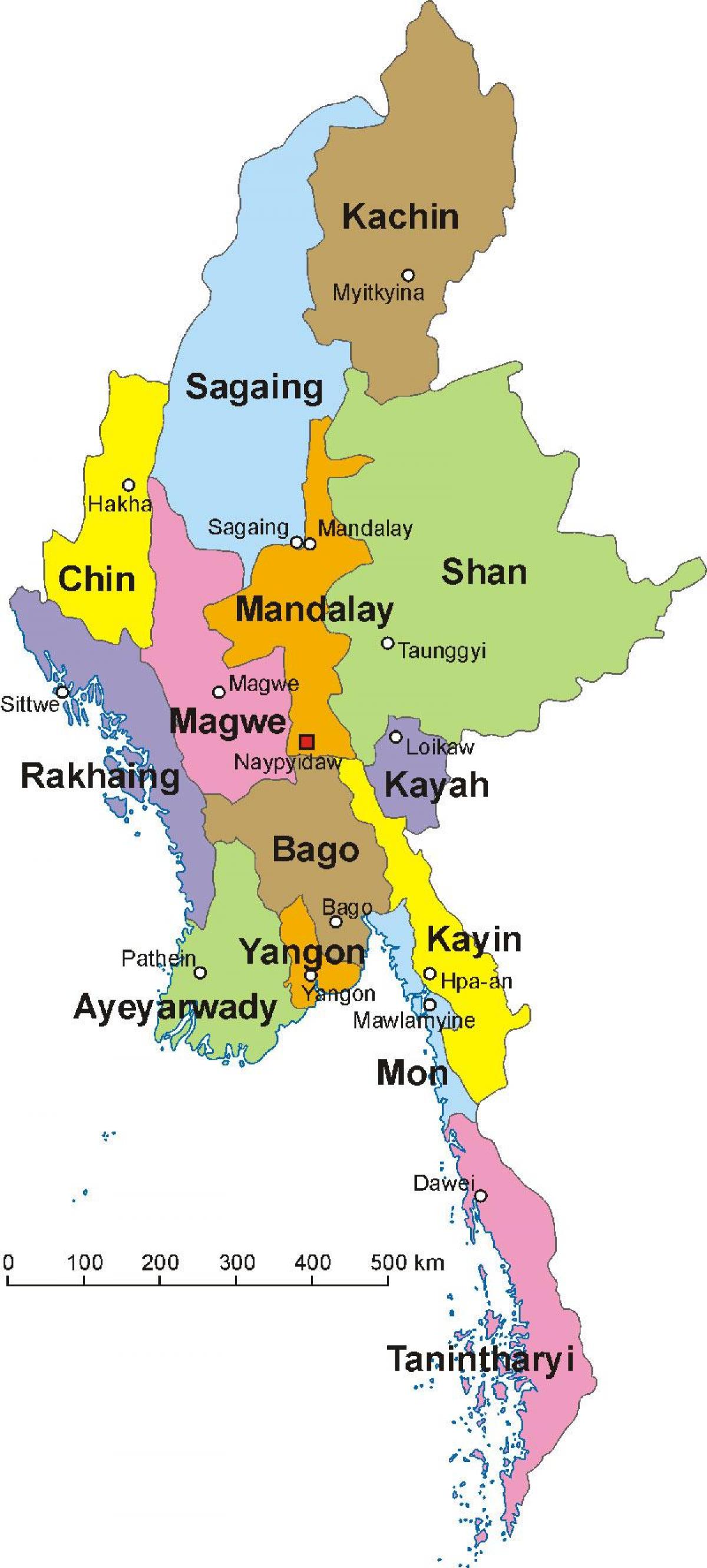 Mjanmar je zemljevid, fotografija