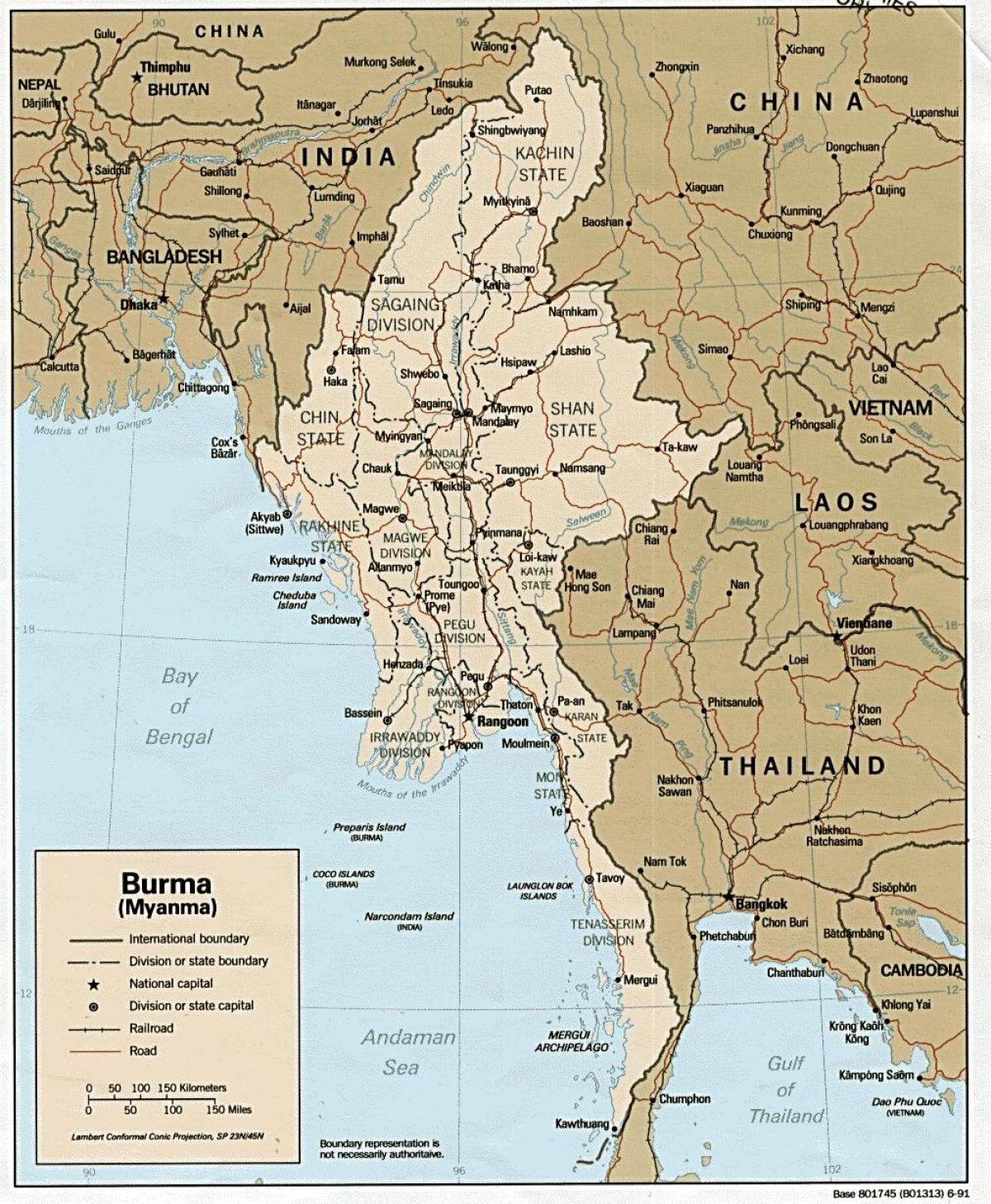 Mjanmar zemljevid hd
