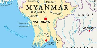Mjanmar državi zemljevid