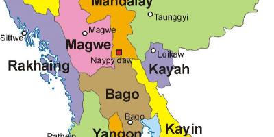 Mjanmar je zemljevid, fotografija