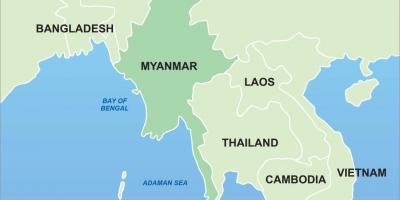 Mjanmar na zemljevid azije